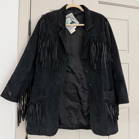 Vintage Desperado Black boho Suede Fringe jacket - Picture 2 of 6